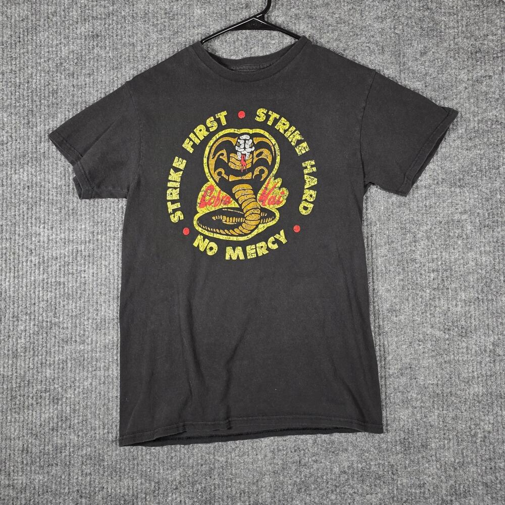 Cobra Kai Graphic Tee Strike First No Mercy Shirt Small Black
